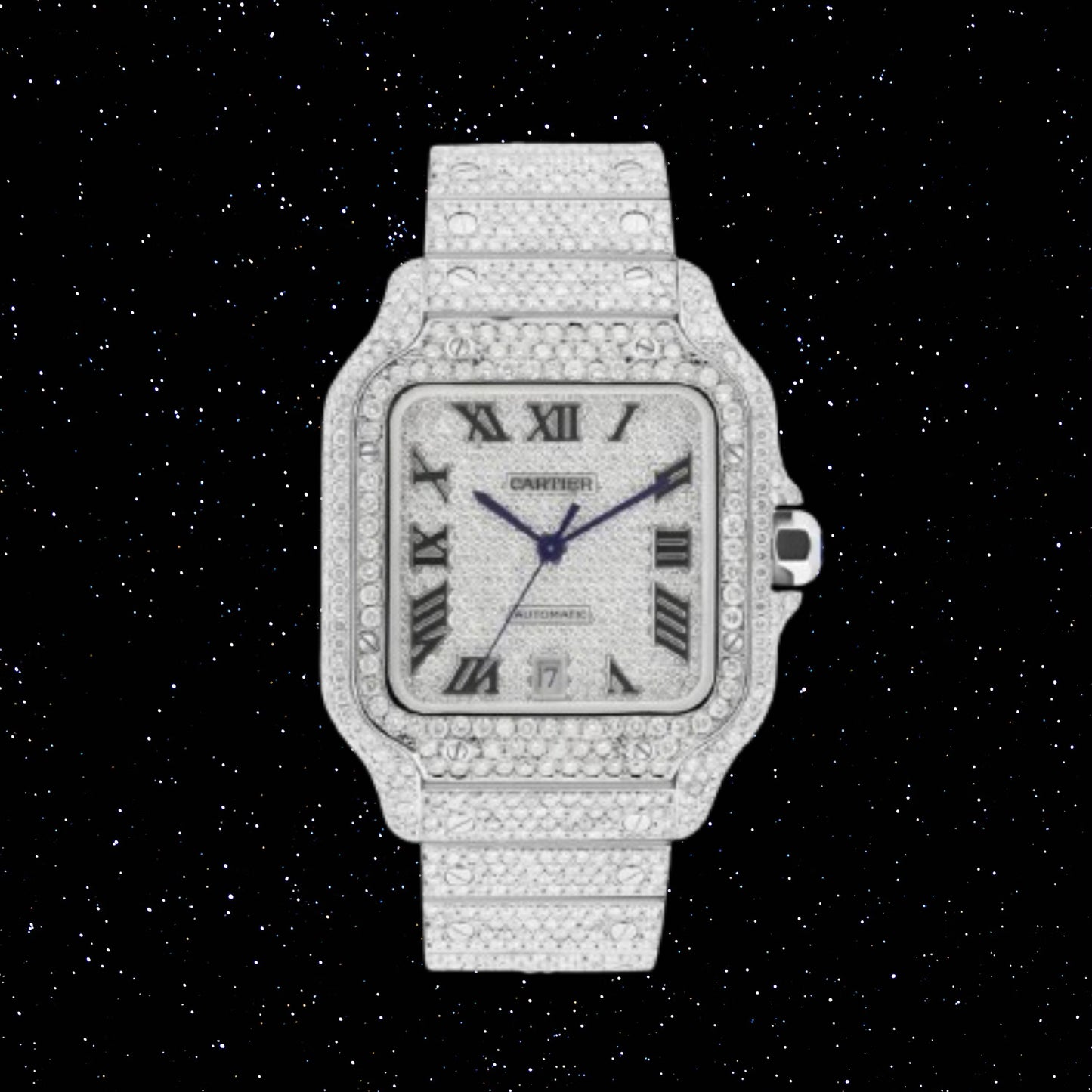 Moissanite Cartier Santos Watch