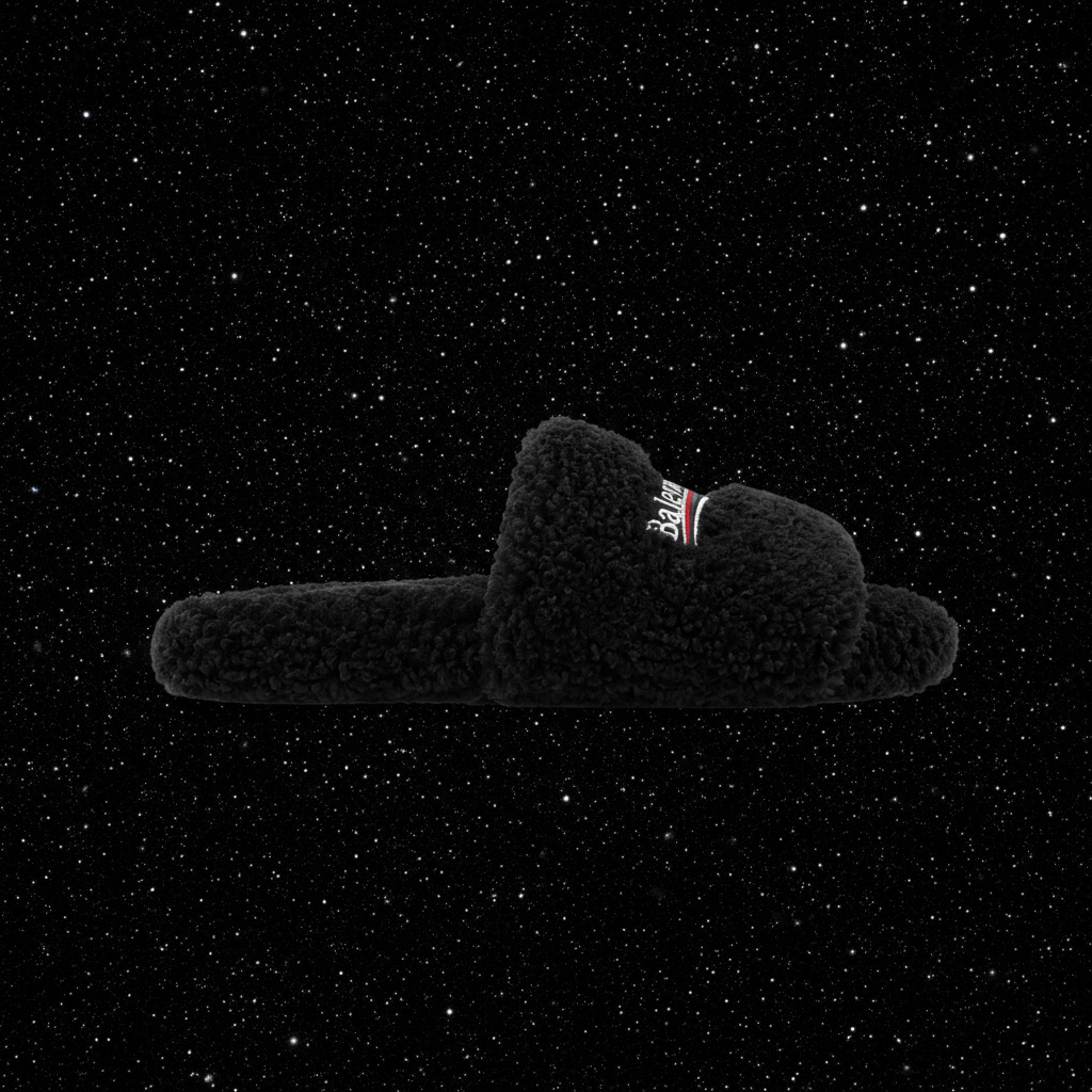 BLACK FUR SLIDES