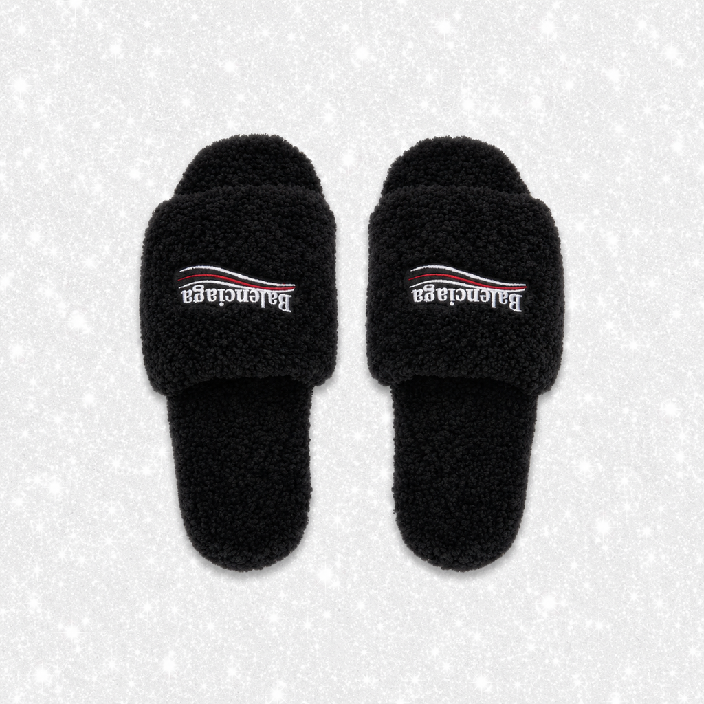 BLACK FUR SLIDES