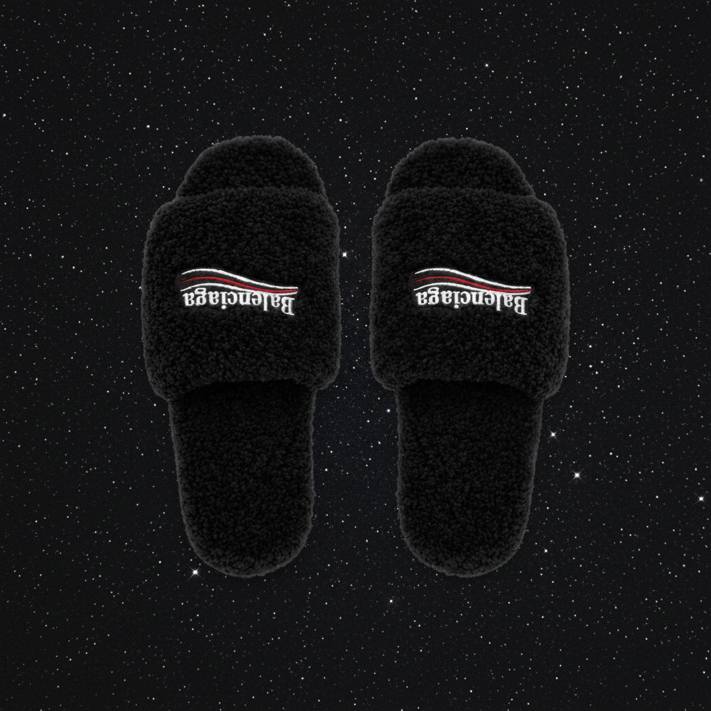 BLACK FUR SLIDES