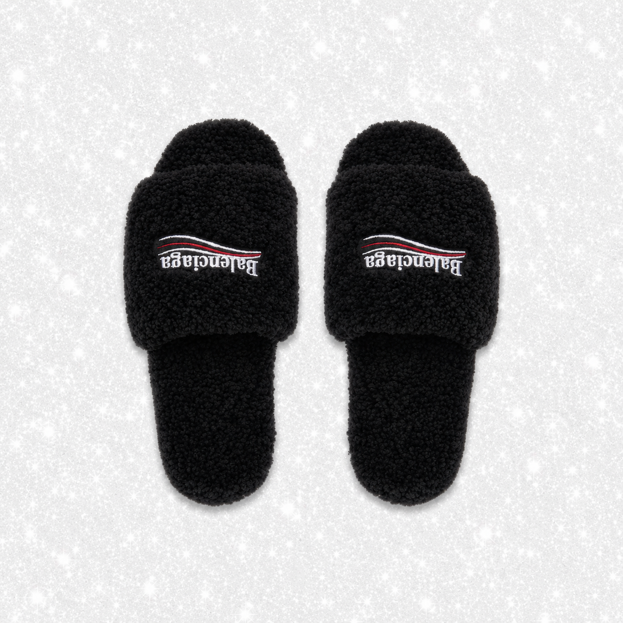 BLACK FUR SLIDES