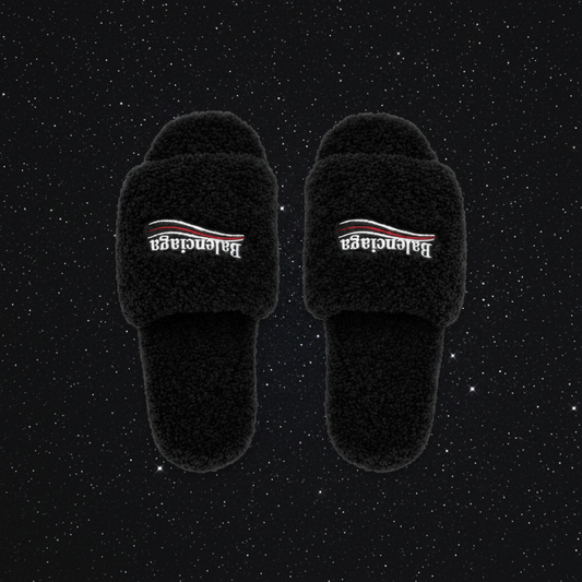 BLACK FUR SLIDES