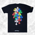 BLACK MULTICOLOR CROSS TEE