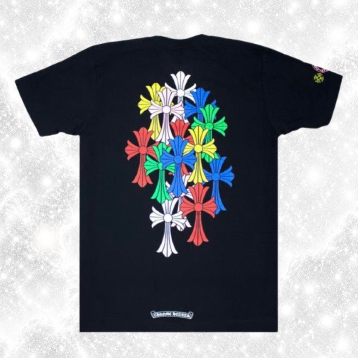 BLACK MULTICOLOR CROSS TEE