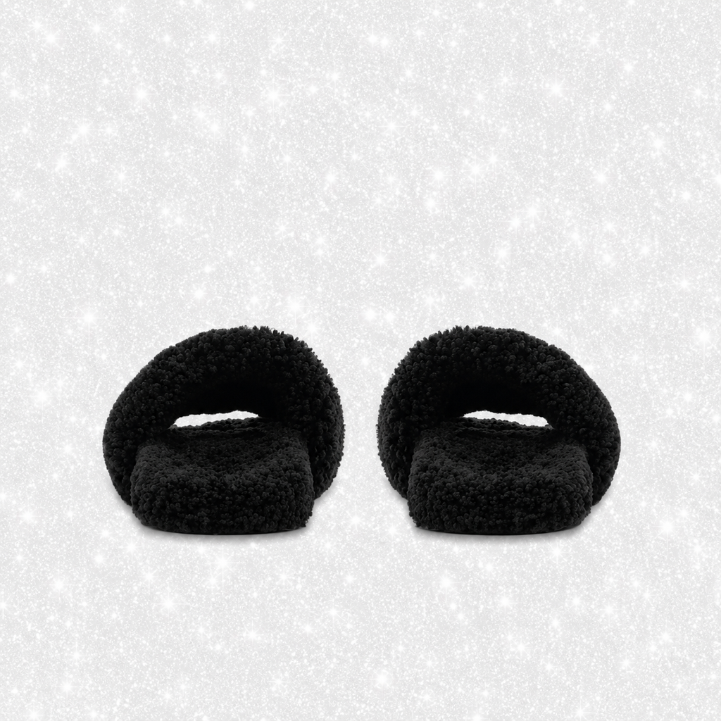 BLACK FUR SLIDES