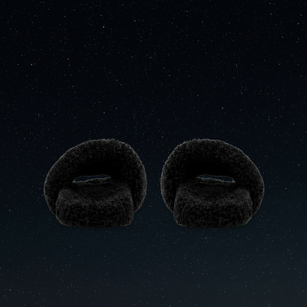 BLACK FUR SLIDES