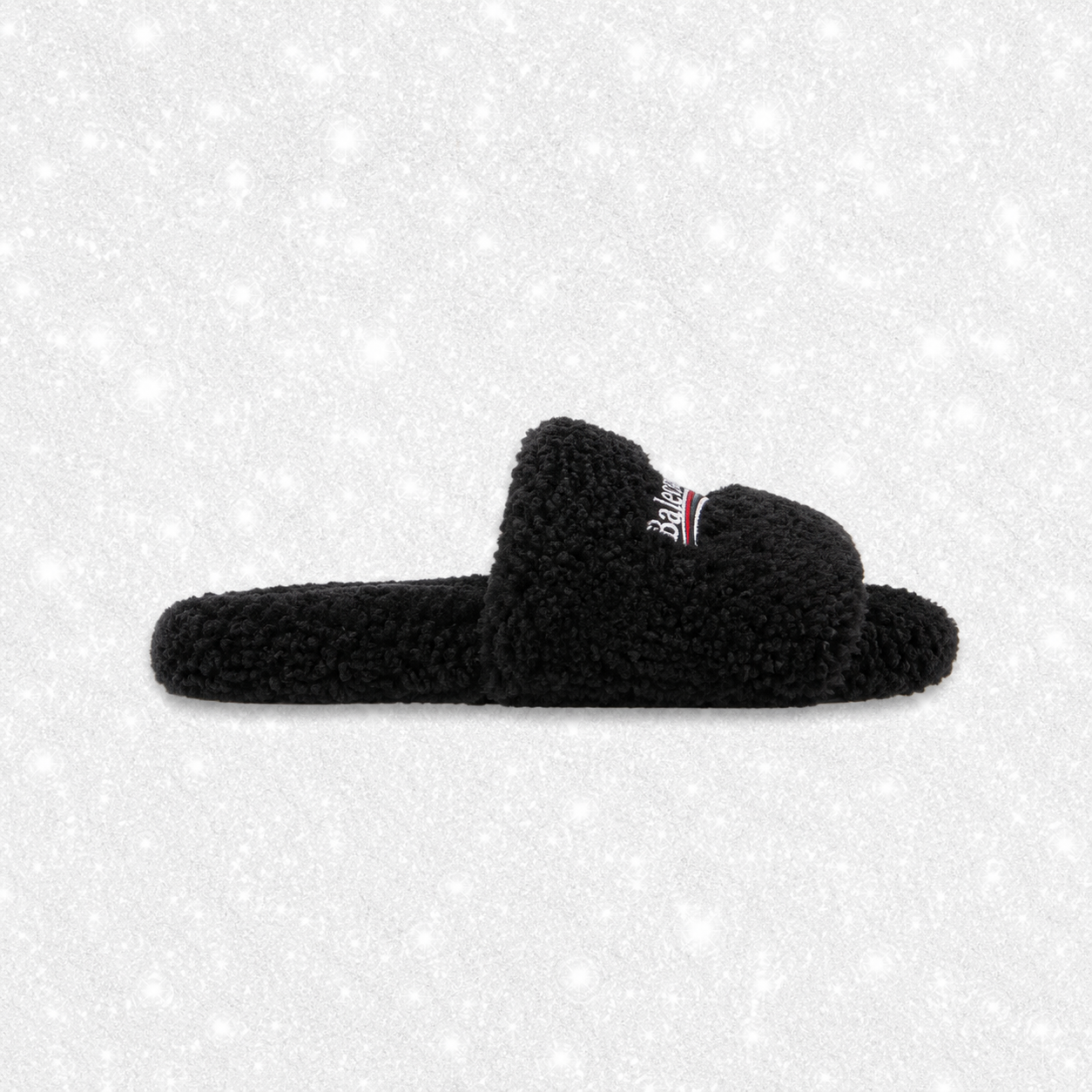 BLACK FUR SLIDES