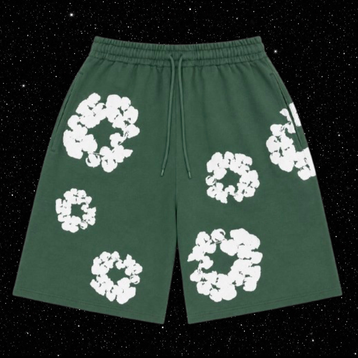GREEN DENIM SHORTS