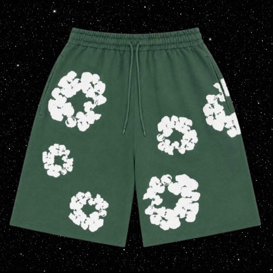 GREEN DENIM SHORTS