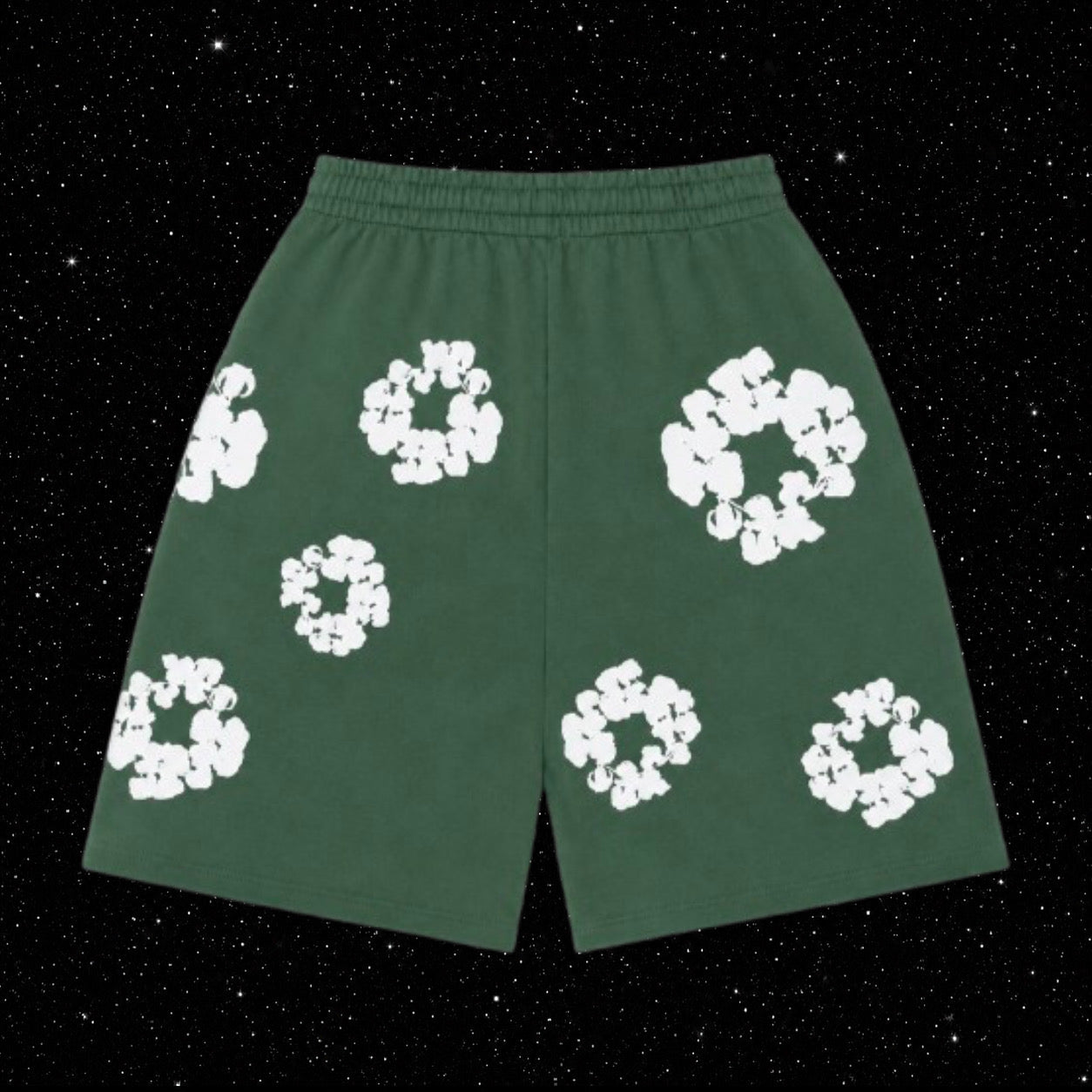 GREEN DENIM SHORTS